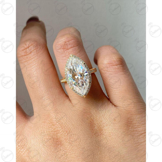 Anello Moissanite Halo taglio Marquise da 1,80 TCW per donna