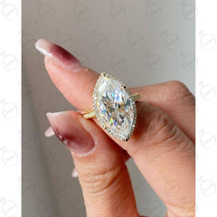 1.80 TCW Marquise Cut Halo Moissanite Ring for Women