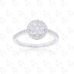 Top view 0.25 CT Round Cut Halo Moissanite Ring, White Gold