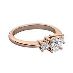 Anello da donna con moissanite a 3 pietre taglio rotondo da 1,50 TCW