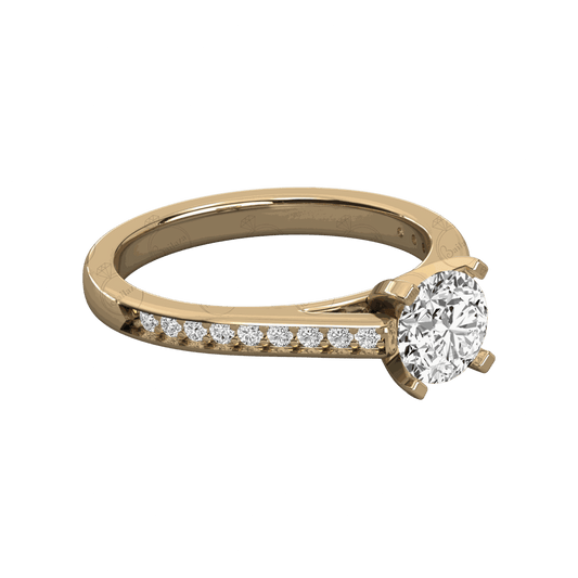 Anello da donna con solitario taglio rotondo TCW da 1,50 carati con accenti in moissanite