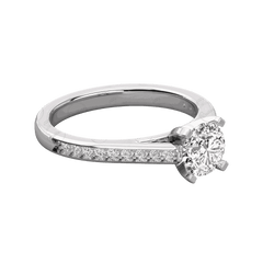 1.50 TCW Round Cut Solitaire With Accents Moissanite Ring for Women