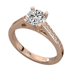 Anello da donna con solitario taglio rotondo TCW da 1,50 carati con accenti in moissanite