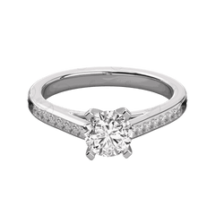 1.50 TCW Round Cut Solitaire With Accents Moissanite Ring for Women