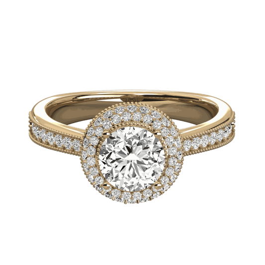 Anello Moissanite Halo taglio rotondo TCW da donna 1,30