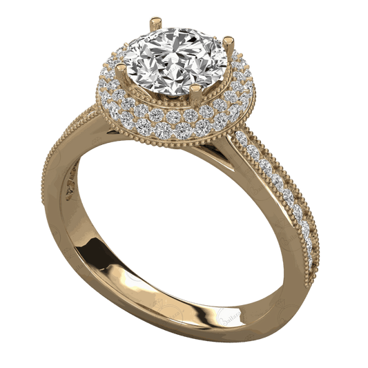 1.30 TCW Round Cut Halo Moissanite Ring for Women