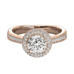 Anello Moissanite Halo taglio rotondo TCW da donna 1,30