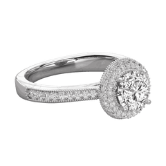 Anello Moissanite Halo taglio rotondo TCW da donna 1,30