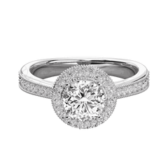 Anello Moissanite Halo taglio rotondo TCW da donna 1,30