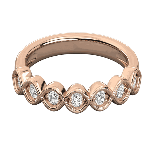 Anello Moissanite Half Eternity taglio rotondo TCW 0,65 per donna