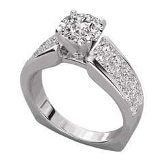 1.50 TCW Round Cut Solitaire With Accents Moissanite Ring for Women