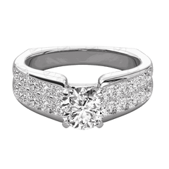 1.50 TCW Round Cut Solitaire With Accents Moissanite Ring for Women