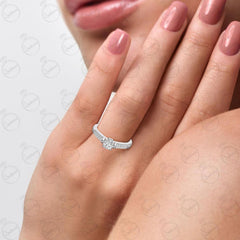 Anello da donna con solitario taglio rotondo TCW con accenti in moissanite