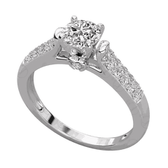 Anello da donna con solitario taglio rotondo TCW con accenti in moissanite