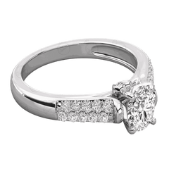 1.00 TCW Round Cut Solitaire With Accents Moissanite Ring for Women