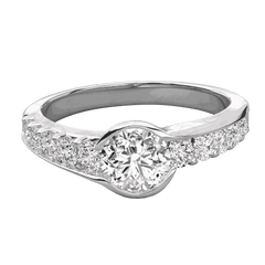 Round Cut Solitaire With Accents Moissanite Ring for Women