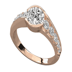 Anello solitario con accenti in moissanite taglio rotondo per donna