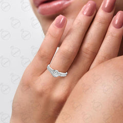 Anello solitario con accenti in moissanite taglio rotondo per donna