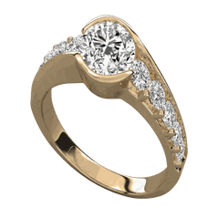 Anello solitario con accenti in moissanite taglio rotondo per donna