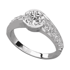 Round Cut Solitaire With Accents Moissanite Ring for Women