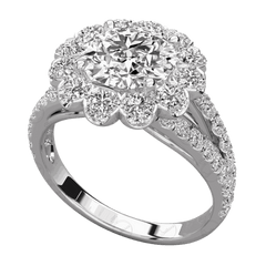 Anello Moissanite con gambo diviso e taglio rotondo da 1,00 TCW per donna