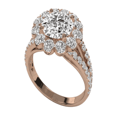 Anello Moissanite con gambo diviso e taglio rotondo da 1,00 TCW per donna