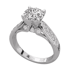 Anello Moissanite con alone nascosto taglio rotondo TCW da donna