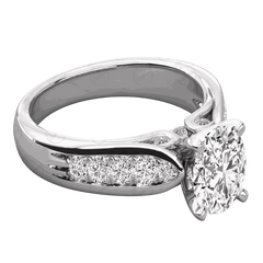 Anello Moissanite con alone nascosto taglio rotondo TCW da donna