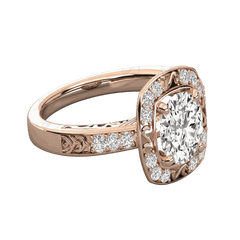 Anello Moissanite Halo taglio rotondo TCW da donna