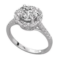 Anello Moissanite Halo taglio rotondo TCW da donna