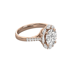 Anello Moissanite Halo taglio rotondo TCW da donna