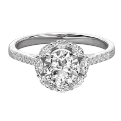 Anello Moissanite Halo taglio rotondo TCW da donna