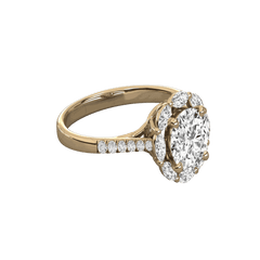 Anello Moissanite Halo taglio rotondo TCW da donna