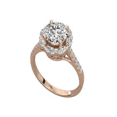 Anello Moissanite Halo taglio rotondo TCW da donna