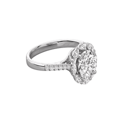 Anello Moissanite Halo taglio rotondo TCW da donna