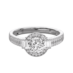 Anello Moissanite Halo taglio rotondo da 1,00 CTW per donna