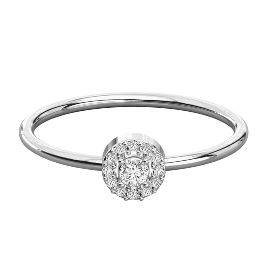 Top view 0.25 CT Round Cut Halo Moissanite Ring for Women