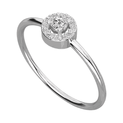 Top side view 0.25 CT Round Cut Halo Moissanite Ring, Halo ring, Moissanite Diamond Ring, Solitire ring, White Gold, 