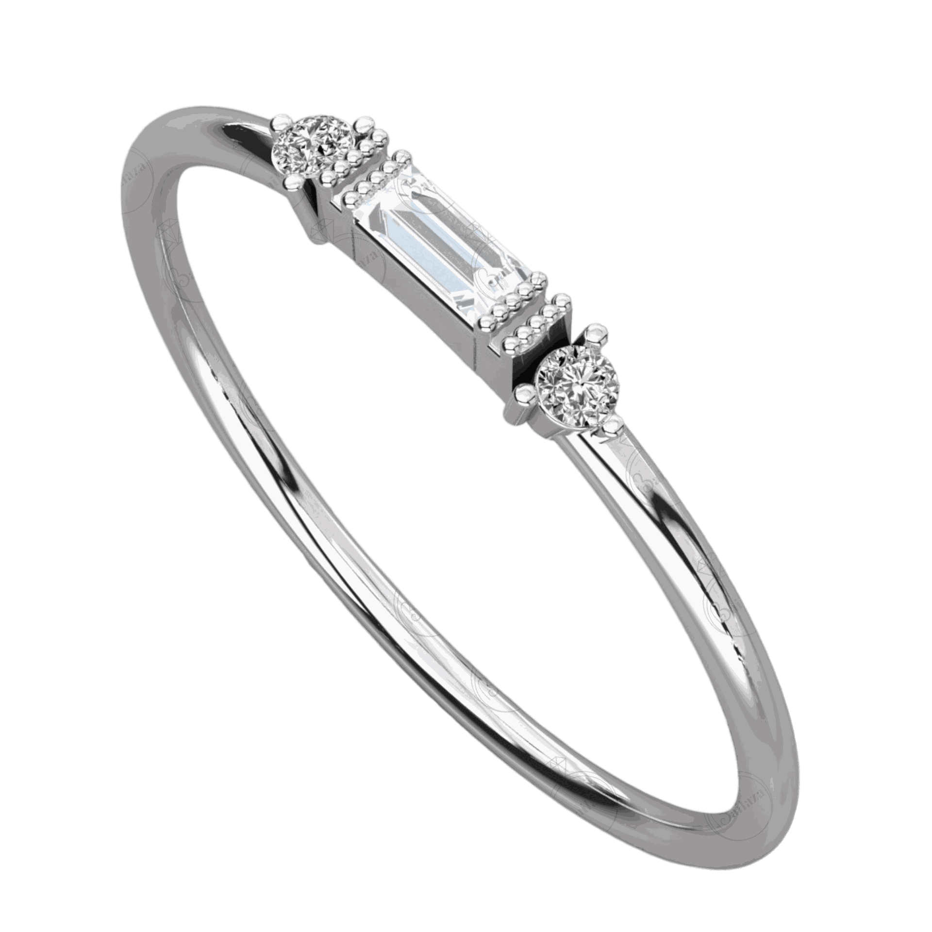 Full View 0.20 TCW Baguette Cut 3 Stone Moissanite Ring for Women, Moissanite Ring, Diamond Ring, RIng