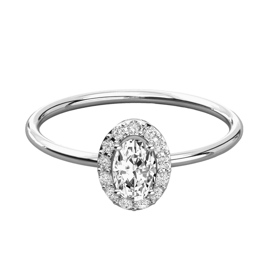 Anello Moissanite Halo taglio ovale TCW 0,80 per donna