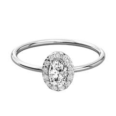 Anello Moissanite Halo taglio ovale TCW 0,80 per donna