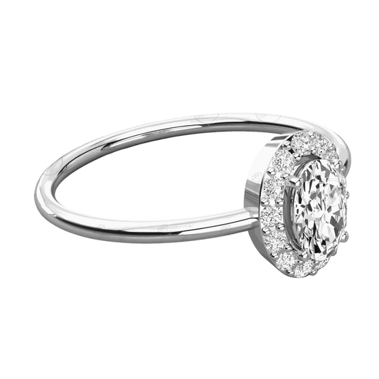 Anello Moissanite Halo taglio ovale TCW 0,80 per donna