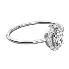 Anello Moissanite Halo taglio ovale TCW 0,80 per donna