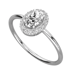 Anello Moissanite Halo taglio ovale TCW 0,80 per donna