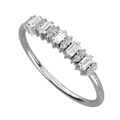 Anello Eternity Moissanite taglio baguette da 0,15 TCW per donna