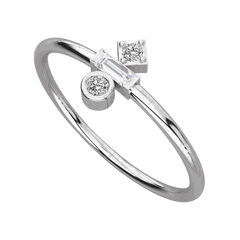 Round Cut 3 Stone Moissanite Ring for Women