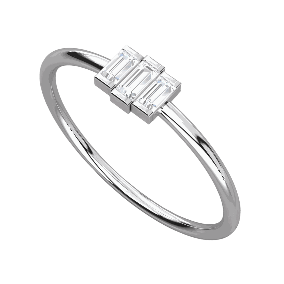 Anello da donna con 3 pietre Moissanite taglio baguette da 0,20 TCW