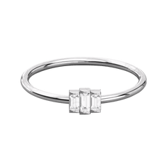 0.20 TCW Baguette Cut 3 Stone Moissanite Ring for Women