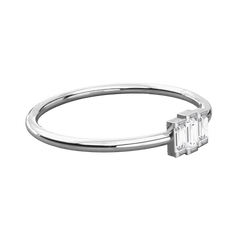 Anello da donna con 3 pietre Moissanite taglio baguette da 0,20 TCW