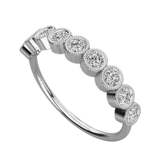 Anello Moissanite Half Eternity taglio rotondo da 0,90 TCW per donna